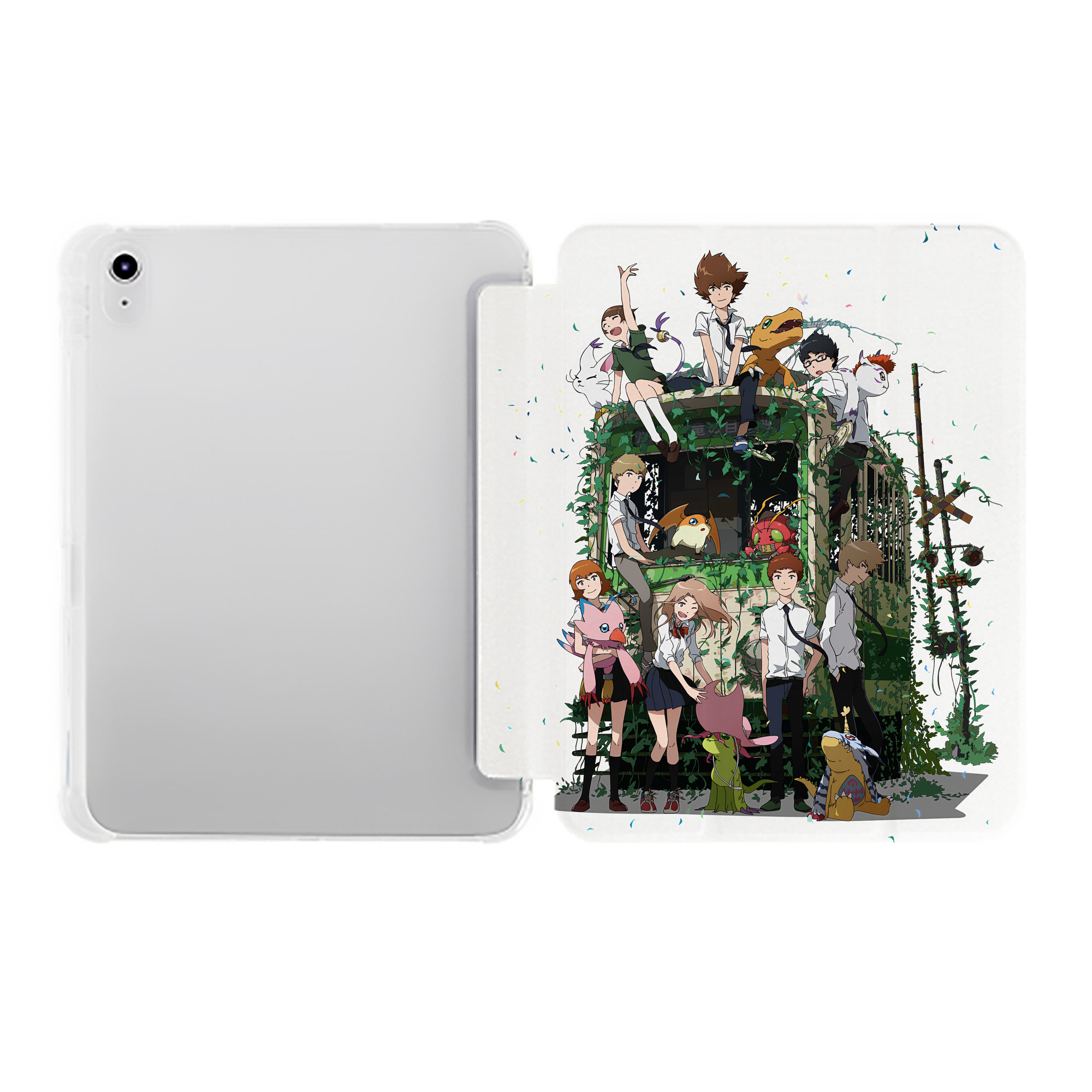（画像用） Digimon デジタルモンスター/デジモン IPad ケース ペン収納付き 三つ折りスタンド PUレザー×シリコン 対応機種9.5/10.5/10.9インチ